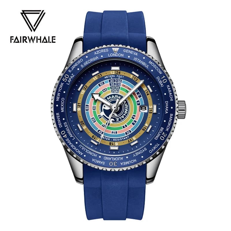 Mark Fairwhale Fashion Sports Men's Watches Waterproof Hot Selling Multi Functional Top Date Luminous Quartz Watch For Men