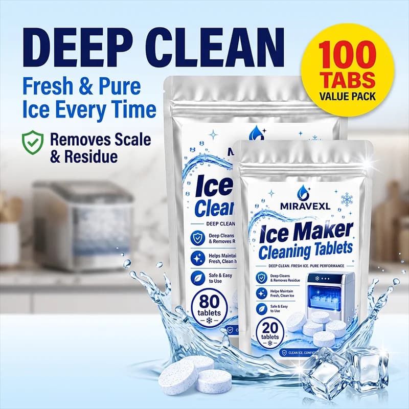 CLEANMAX Ice Maker Cleaning Tablets (24/96 Pack) - Deep Cleaning Descaler for Portable & Countertop Ice Machines - Fresh Taste