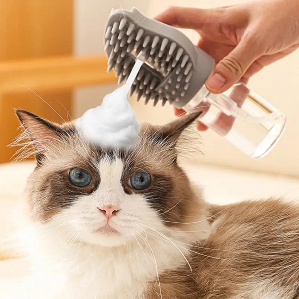 Spazzola da bagno per cani con dispenser per shampoo - Manico antiscivolo, setole in silicone ultra morbide, spazzole per toelettatura animali autopulenti