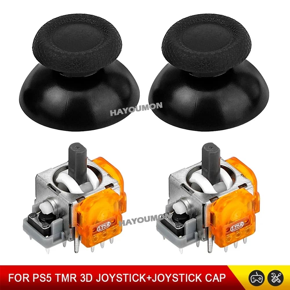 2/10 Pezzi Joystick TMR di Ricambio per Controller PS5 con Cappuccio Stick, Levetta Analogica 3D Anti-Drift, Accessori per Gamepad