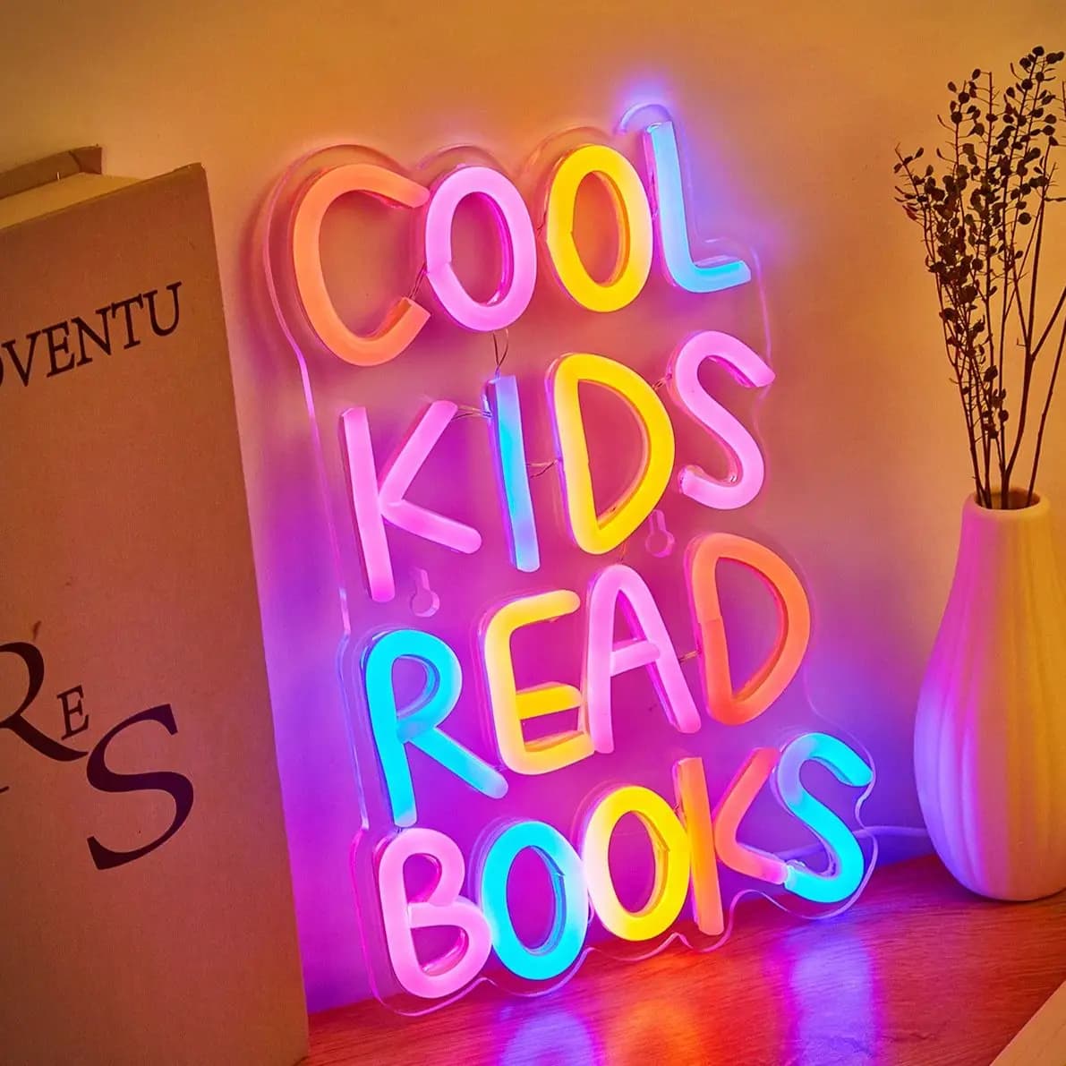 Chi-Buy 1PC Cool Kids Read books LED neon teaching Powered by USB Wall Decoration Light neon drawings suitable for parties, weddings