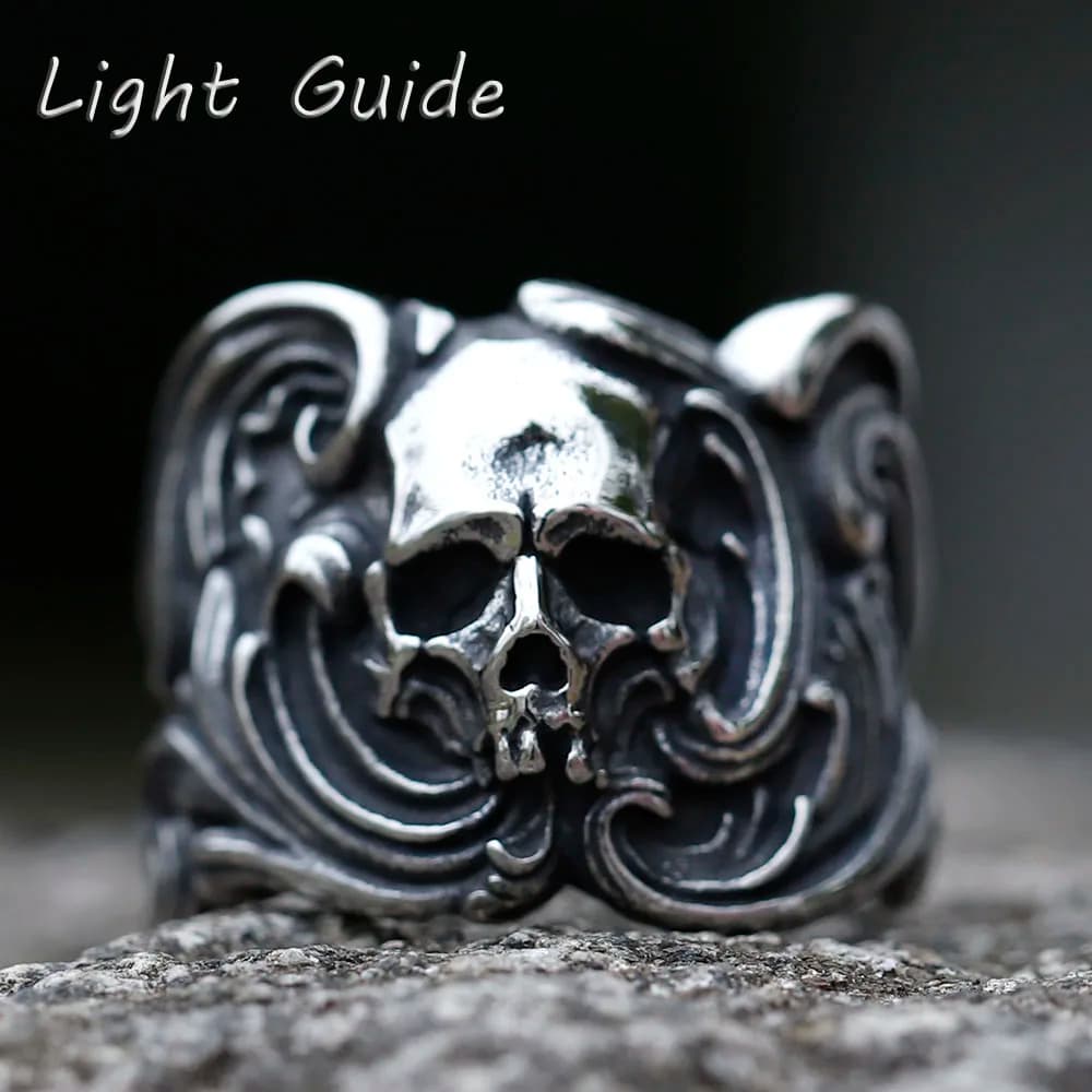 Anello in acciaio inossidabile 316L da uomo NUOVO Anello punk con teschio dal design speciale per uomo Gioielli fantasia chic di Halloween spedizione gratuita