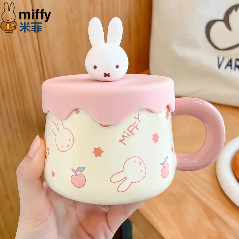Disponibile Tazza Miffy Rabbit con Coperchio, Graziosa Tazza in Ceramica Multicolore, Classica e Affascinante, Serie Regalo da Collezione, Ornamenti