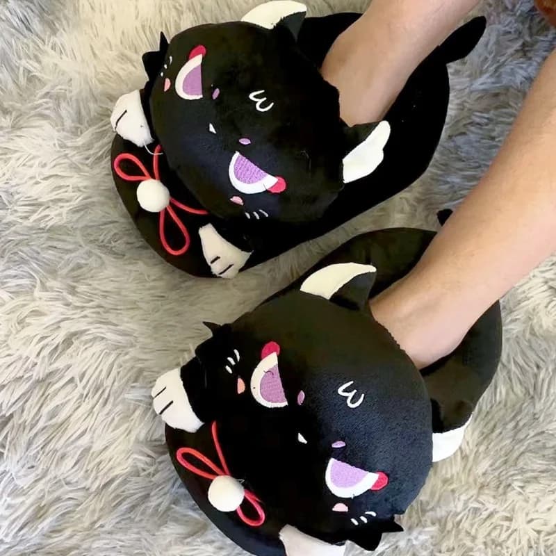 Genshin Impact Plush Slippers Scaramouche Xiao Barbatos Anime Cosplay Clothing Accessories Soft Plush Couple Home Shoes Hot