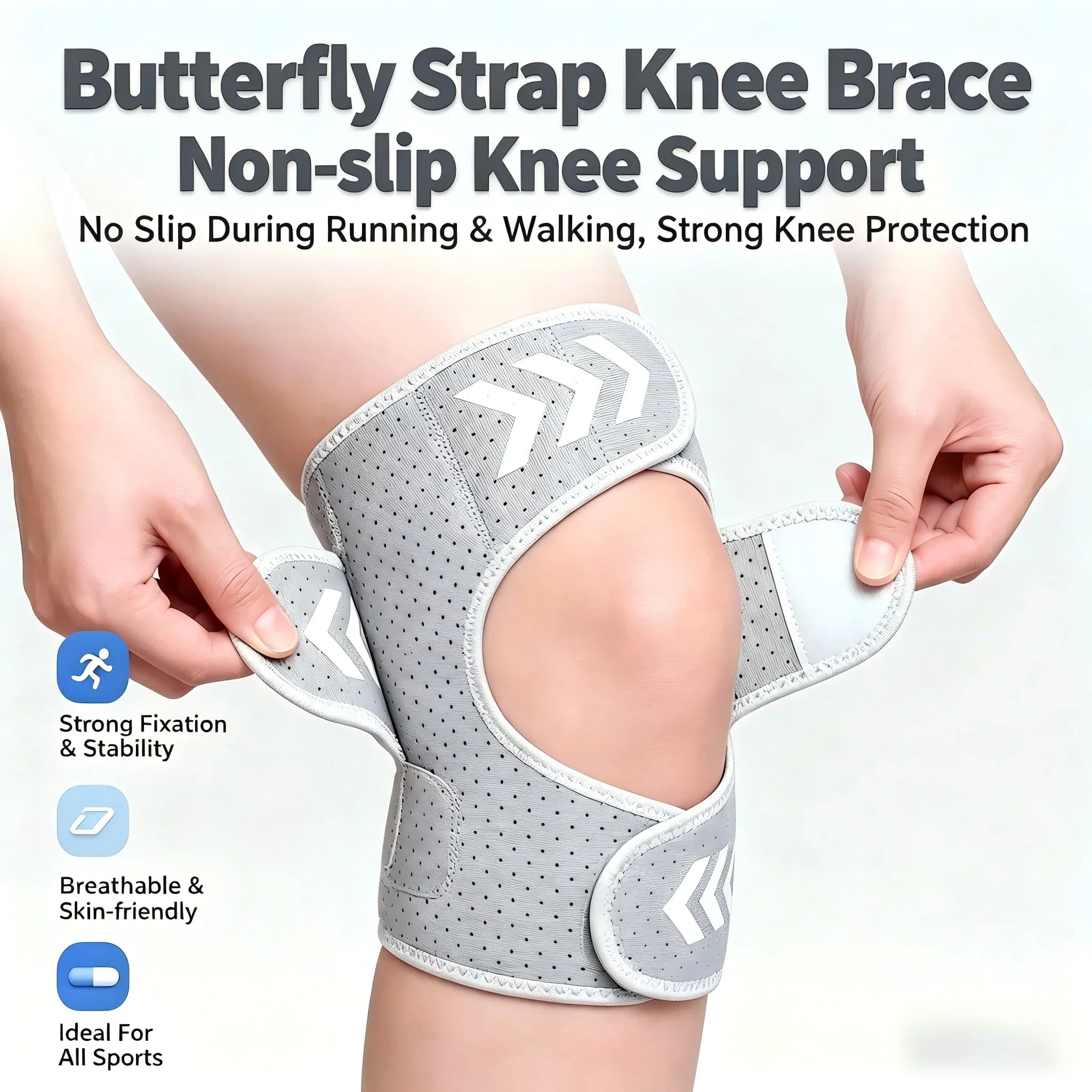 Supporto per Ginocchio a Molla di 3a Generazione, Riduzione della Pressione di 20kg, Stabilizzatore Regolabile per Alleviare il Dolore e per Camminare
