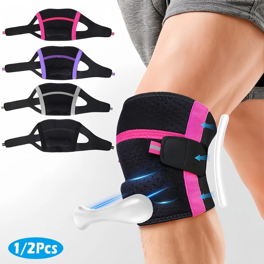 Supporto per ginocchio da 1/2 pezzo, fascia di compressione regolabile per uomo e donna, sport, basket, calcio, corsa