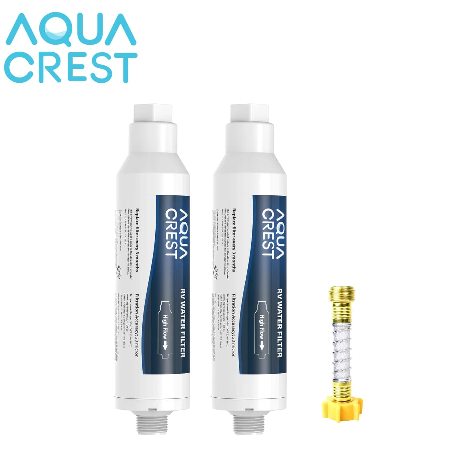 AQUA CREST Water filter for RV line pipe, garden and camper, NSF certificate, greatly reduces chlorine, bad taste, odor