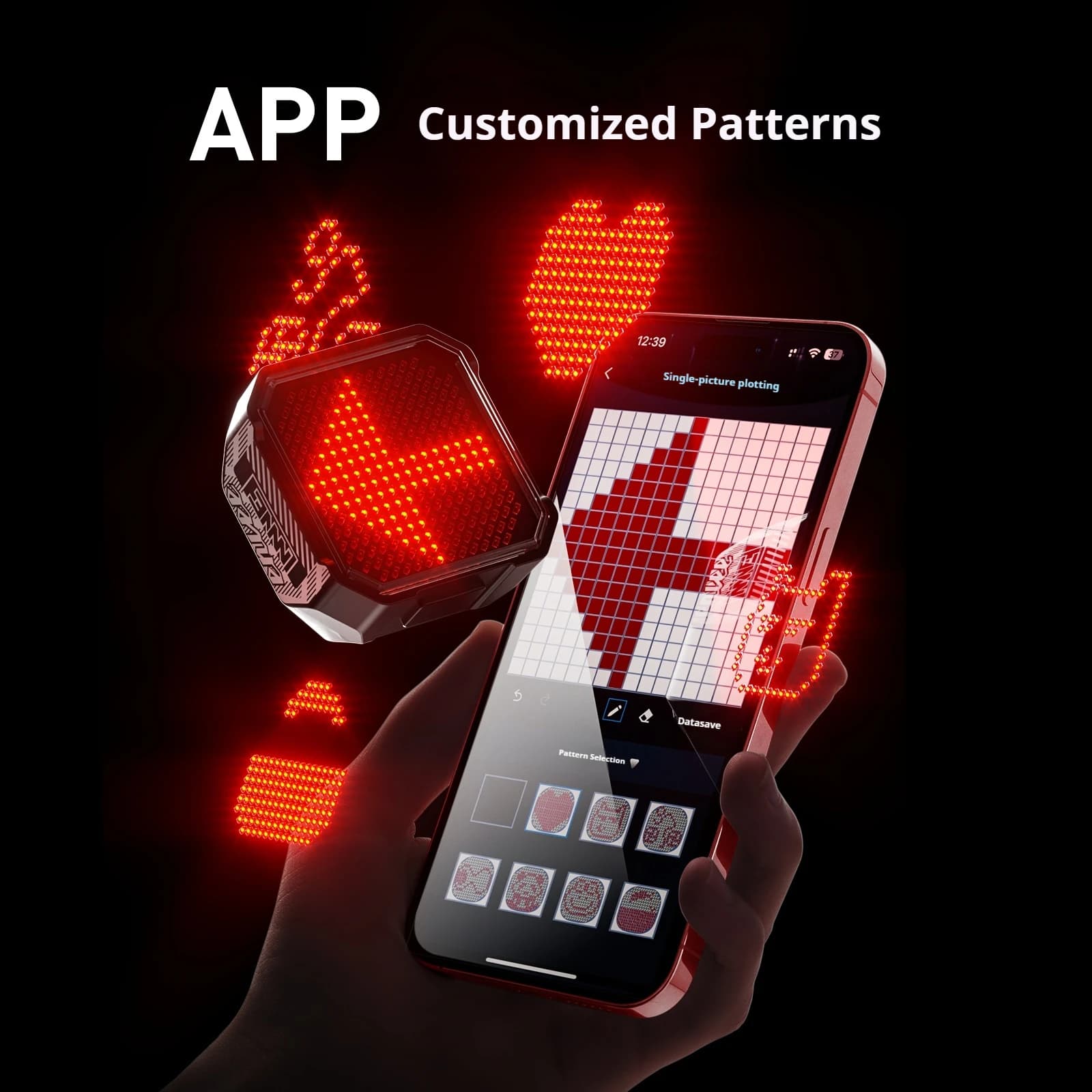 ENLEE Bicycle Night Riding Starry Sky Expression Tail Light APP Same Frequency Custom Pattern Smart Cycling Tail Light