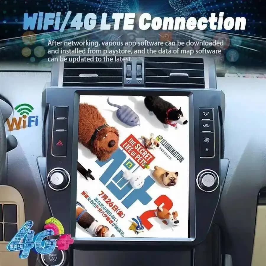 Bluetooth For Toyota Prado 150 2010-2013 LC150 GPS Navi 12.1''DSP Vertical Screen Android 15 Car Multimedia Video Player Carplay