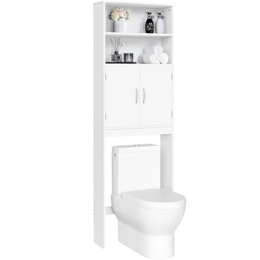 Organizzatore da Bagno Sopra il WC Yaheetech, Armadio Salvaspazio con Ripiani Regolabili e Doppia Porta