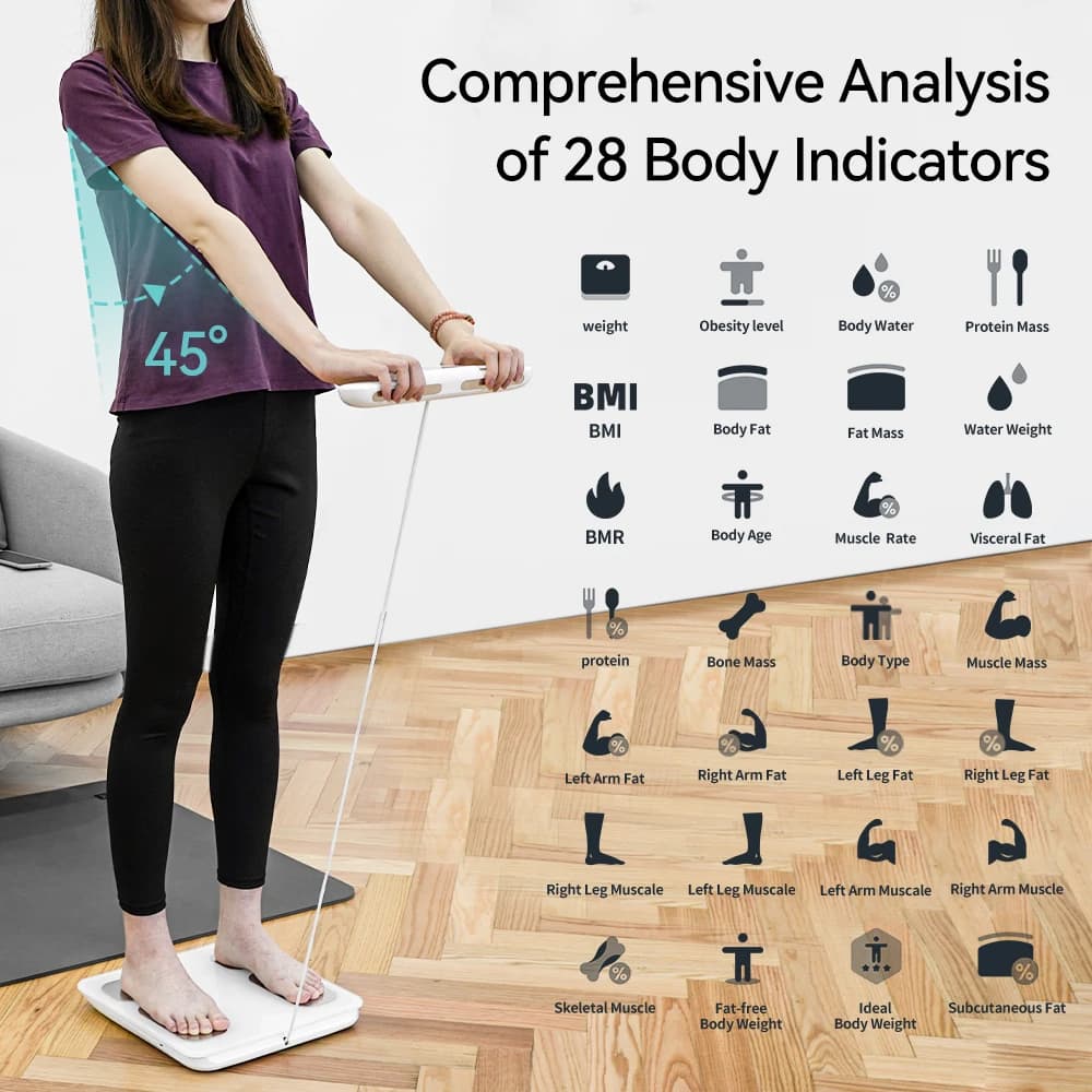 Bilancia per il peso corporeo Smart 8 Elettrodi Nuova bilancia per bioimpedenza Bilancia elettronica digitale per peso Acqua corporea grassa Massa muscolare Bilancia per composizione BMI