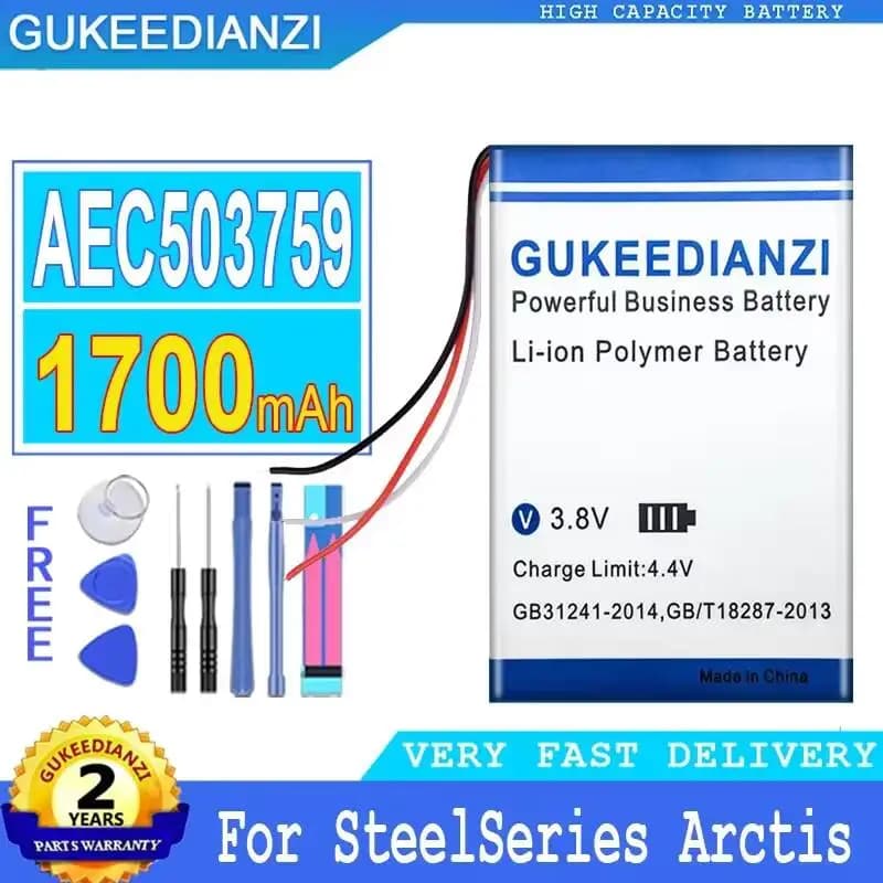 Batteria di Lunga Durata AEC503759 1700mAh per Cuffie da Gaming Steelseries Arctis 1 3 5 7 7P Arctis1 Arctis3 Arctis5 Arctis7 Arctis7P