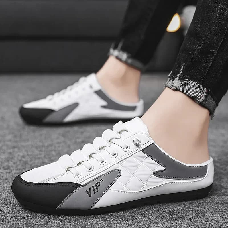 2025 Scarpe da uomo Mezze pantofole traspiranti Scarpe basse basse Scarpe da ginnastica da uomo leggere Scarpe da passeggio per esterni Semplice Tenis Masculino