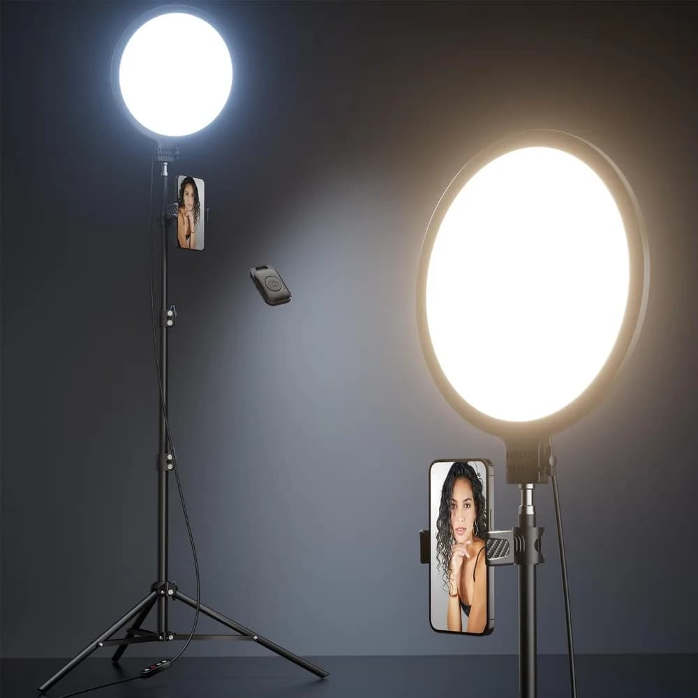 10.5" Ring Light Kit - Full-Screen Zoom, Adjustable Tripod, Phone Holder, Remote for Video, Makeup, Live Streams