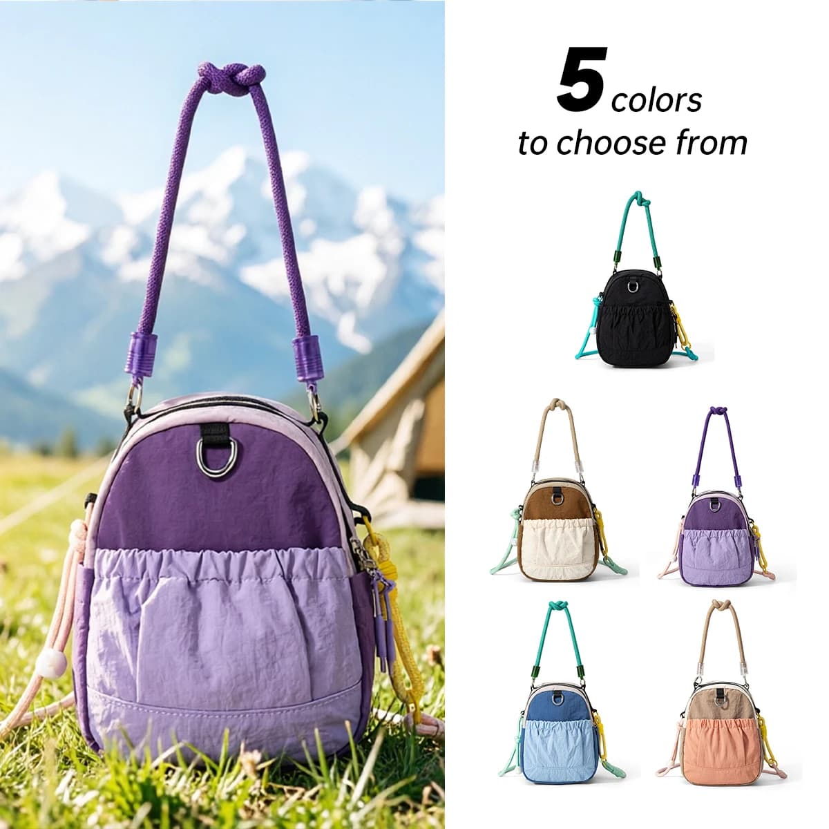 Crossbody phone bag for women, lightweight portable water bottle bag for outings, small backpack for walking, casual lightweight shoulder bag for students