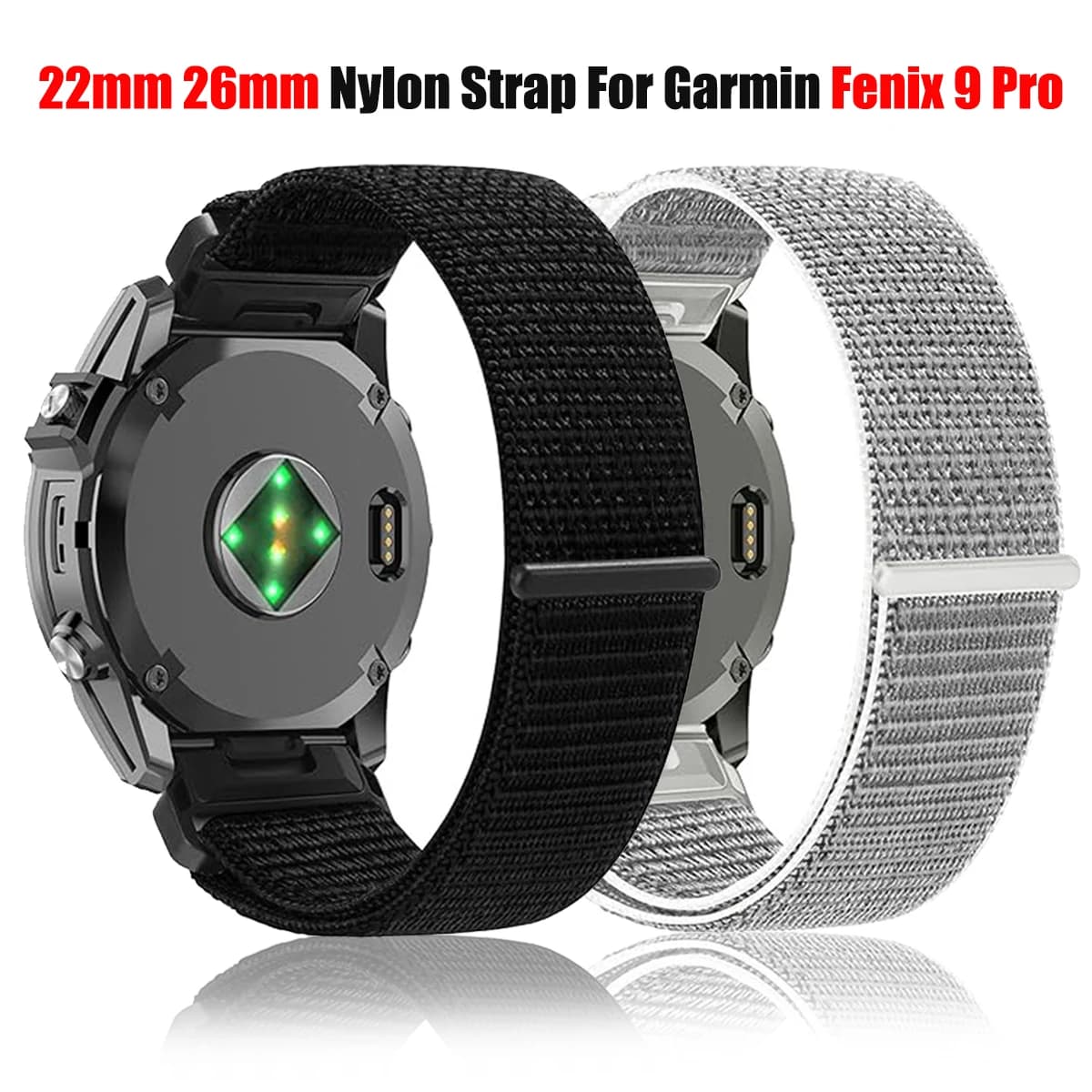 26mm 22mm Nylon Loop Quick Watch Band for Garmin Fenix 9/Fenix 9 Pro Solar/Fenix 8 Pro/Instinct 3 2X/EPIX 2/Enduro 3 Wrist Strap