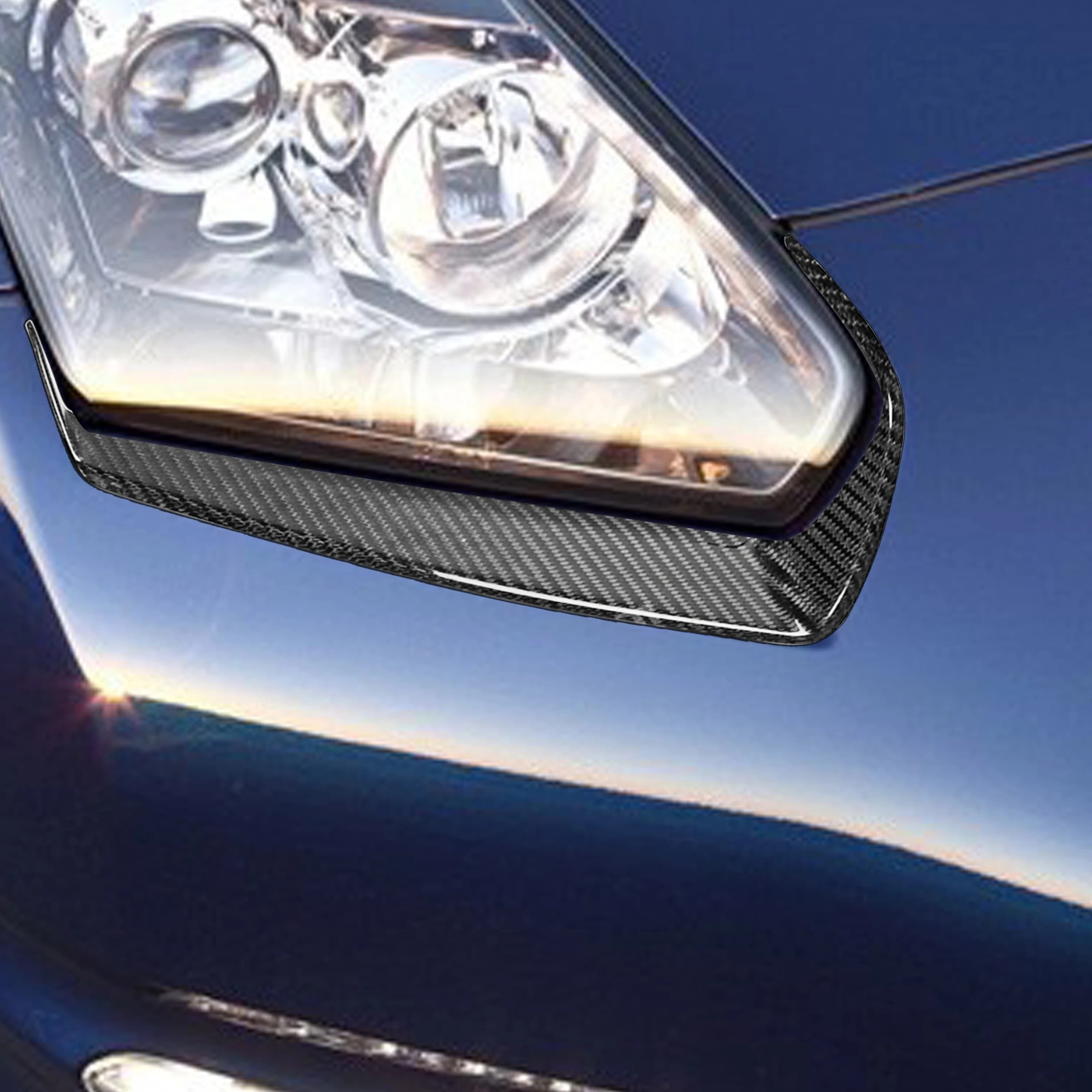 For Nissan GT-R GTR R35 2008-2016 Royal Carbon Fiber Headlight Front Palpebra Eyebrow Decorative Cover Panel Car Accessories