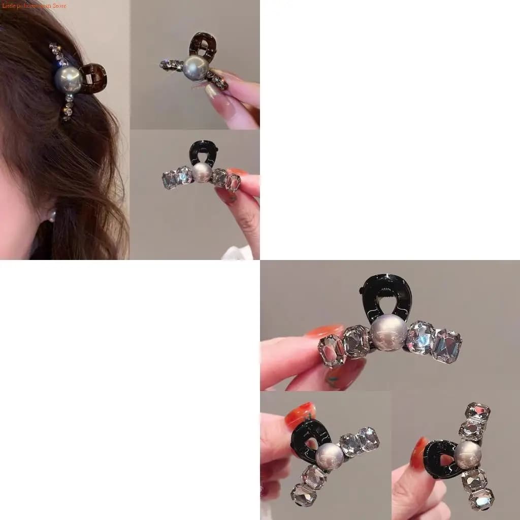 F92D French Styles Rhinestones Imitation Pearls Hair Clip For Women Elegant Secure Grip Glitters Accessory For Half Up