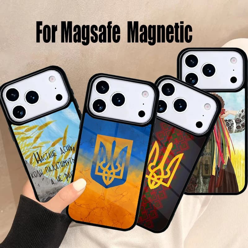 Custodia per telefono con motivo bandiera ucraina stile Ucraina per iPhone 17 Air 16e 15 14 13 12 11 Pro Max Plus, cover magnetica Magsafe