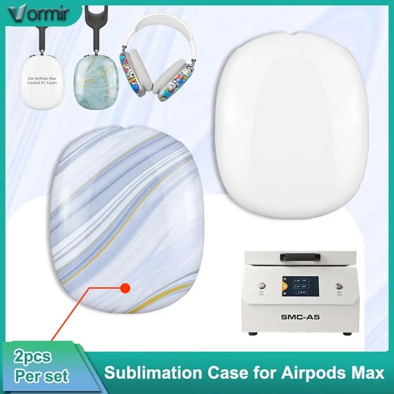 VORMIR 2 set custodie vuote per sublimazione per Airpods Max protezioni per cuffie macchina per il trasferimento di calore utilizzare coperture rivestite per stampa fai da te