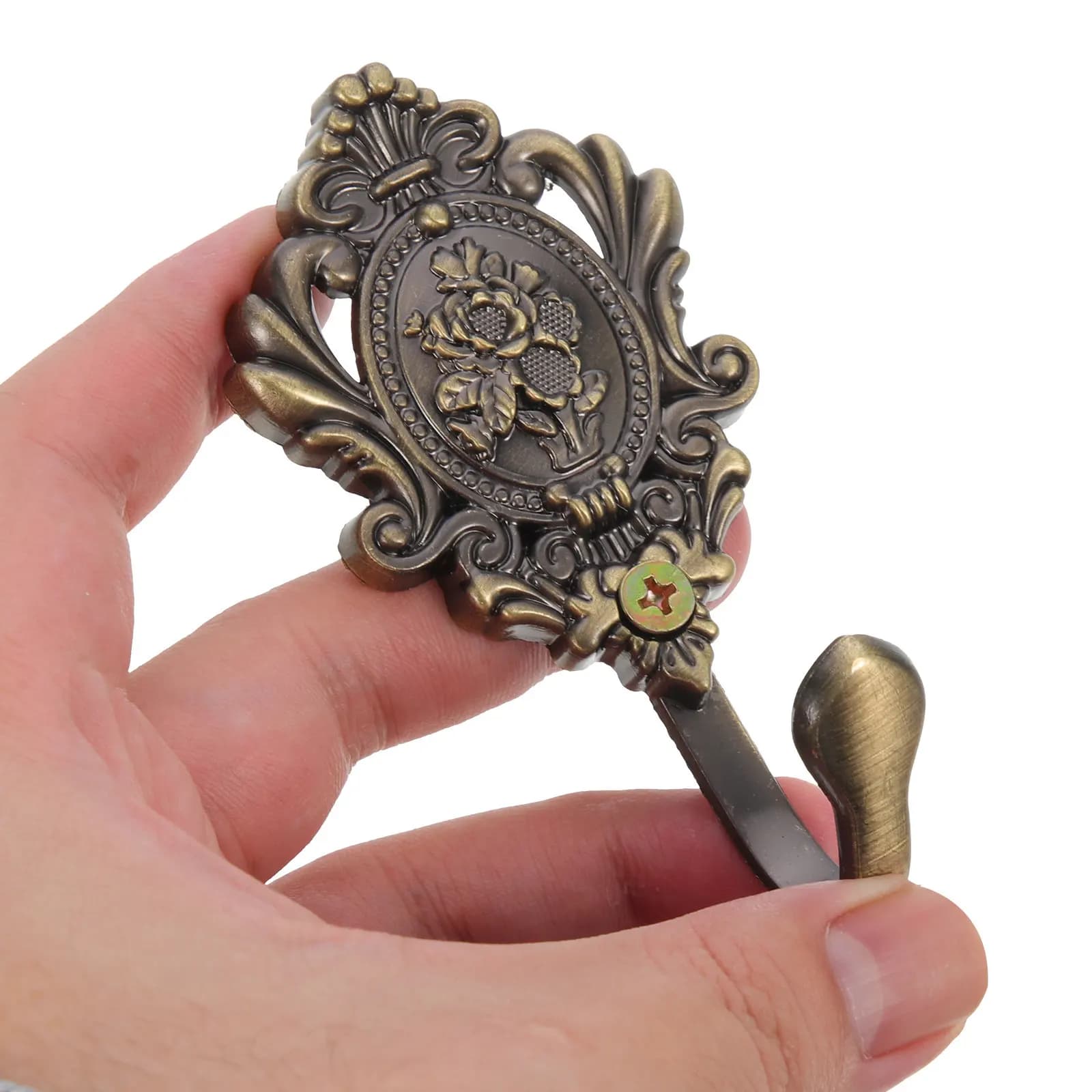 2Pcs Bronze Zinc Alloy Curtain Holdbacks 95x5cm Vintage Rose Carve Design Wall Hooks for Curtains Easy to Install Remove