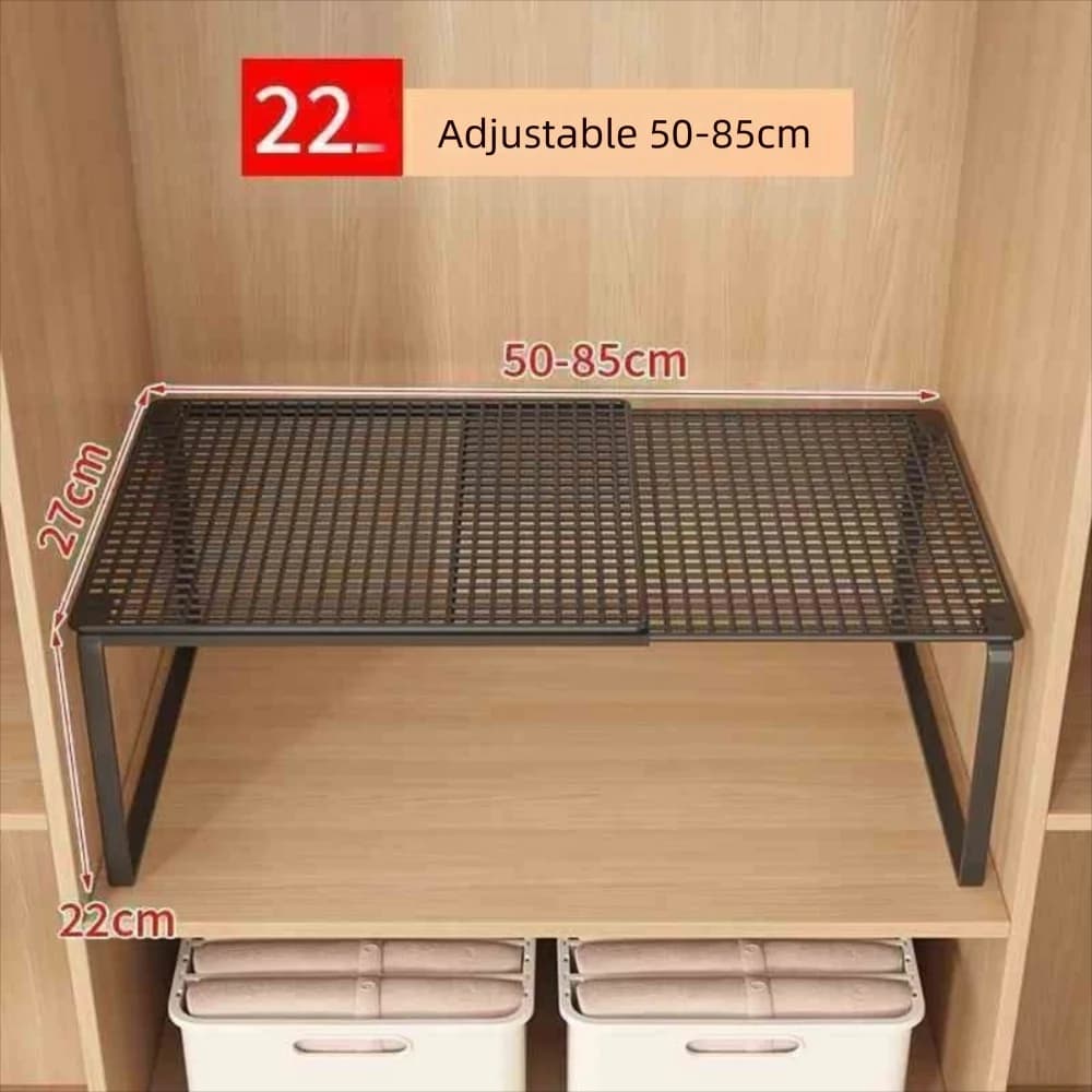 Scaffale in Metallo Fai-da-Te per Armadio, Organizzatore Espandibile Regolabile, Ripiani Retrattili e Impilabili per Bagno