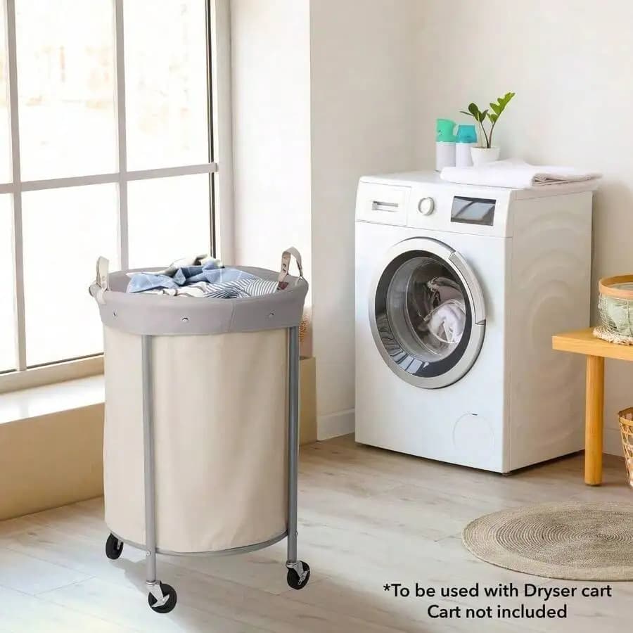 English Description: White Round Canvas Replacement Bag, Designed For Model 290R Laundry Hamper. Durable, Lightweight, And Easy