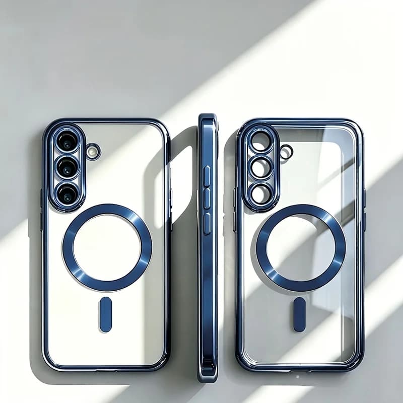 Transparent Plating Magnetic Wireless Charge Case for Samsung Galaxy S26 S25 S22 S21 Ultra Plus S24 S23 FE Lens Protection Cover