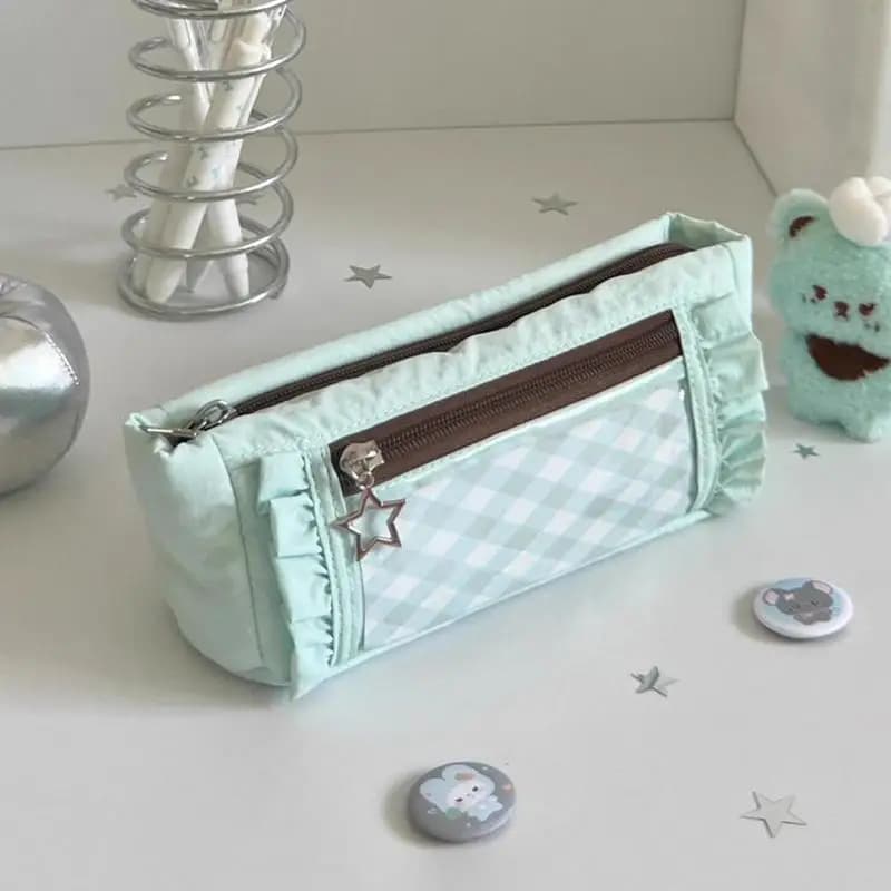 New Large-capacity Simple Lace Pencil Case Ins High-value Student Stationery Storage Bag Stationery Box Pen Bag