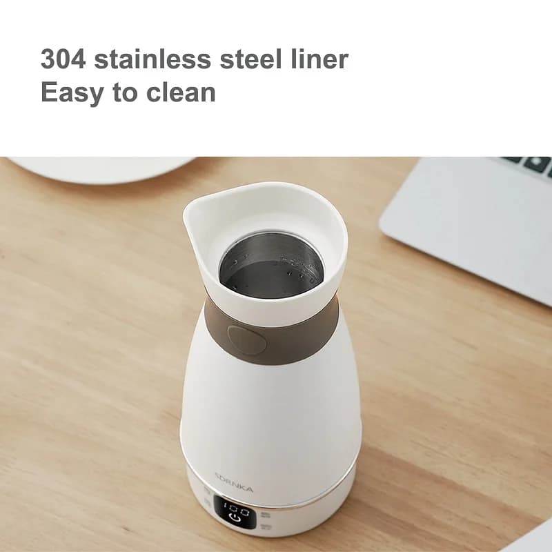 500ml Electric Kettle Portable 304 Stainless Steel Boiling Cup Office Temperature-Controlled Kettle Multifunctional Thermal Cup