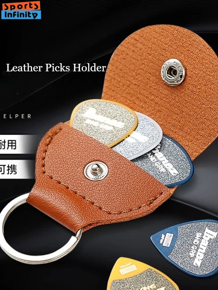 Porta plettri per chitarra in pelle Portachiavi Custodia per plettro Portachiavi carino Custodia per plettri per chitarra elettrica Basso Ukulele Accessori per chitarra