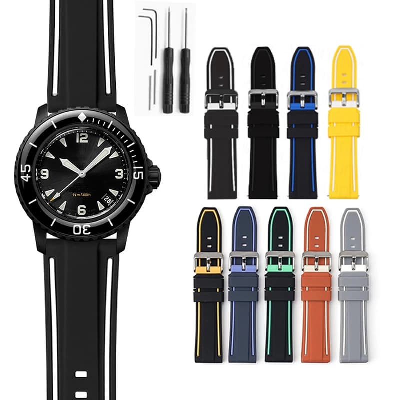Two Color Silicone Strap for Blancpain X Swatch Ocean of Storms 22mm Men Women's Sport Waterproof Rubber Replace Strap