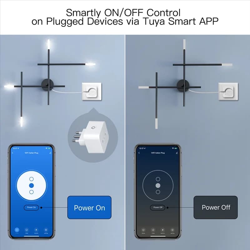 2025 + Tuya Wifi Smart Plug 16A Italian Spine Voice Control Power Monitor Power timer for smart home life