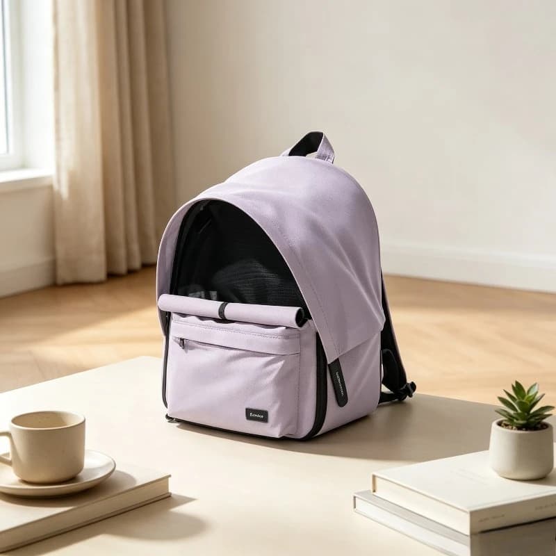 Dog Cat Carrier Backpack Travel Bag Expandable Foldable Lightweight Breathable Brimmed Visor Large Capacity Outdoor Hiking Pet