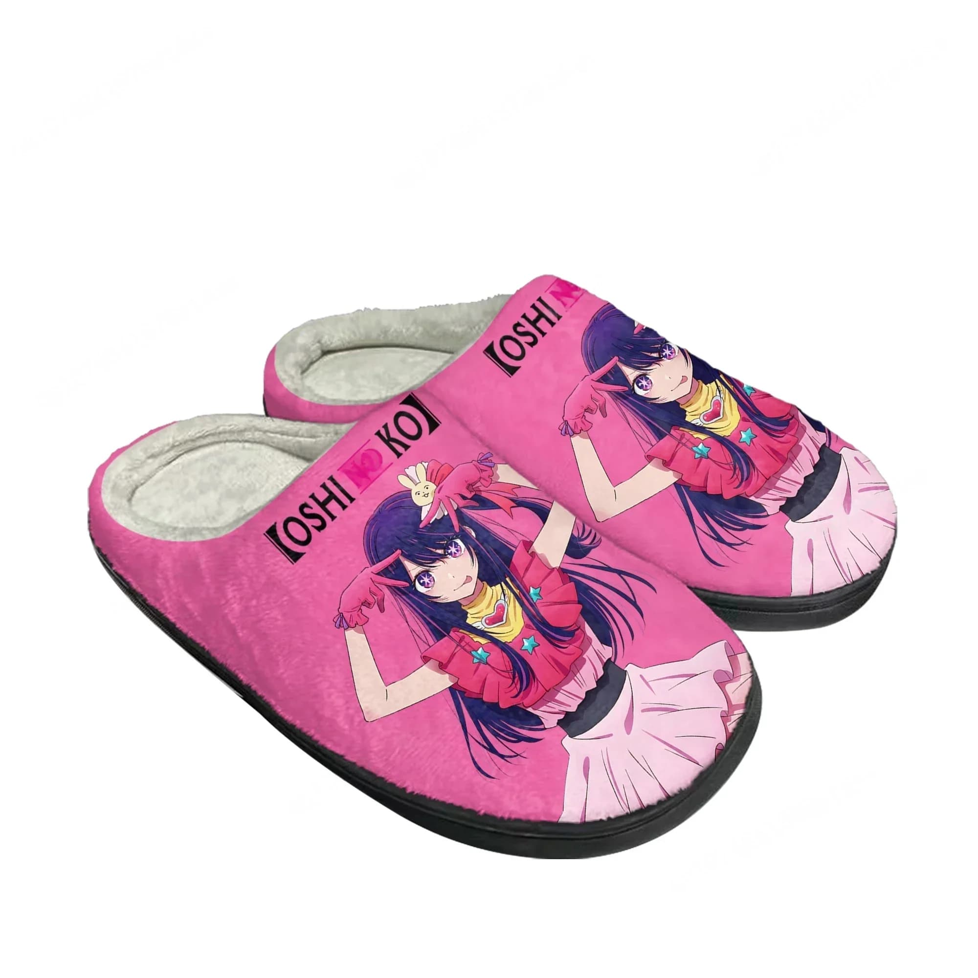 Oshi No Ko Home Cotton Slippers Mens Womens Hoshino Ai Plush Bedroom Casual Keep Warm Shoes Anime Custom Thermal Indoor Slipper