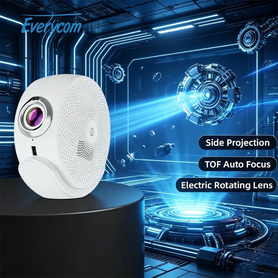 Rondo 1080P Projector Rotating Lens Mirror Screen Android Smart Features 10001-20001 Contrast Home Theater Beamer