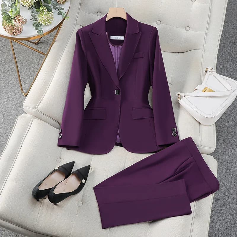 High-end Professional Suit Women Spring Autumn Long Sleeve Blazers and Trousers Two-piece Set New Professional Suit Formal Wear