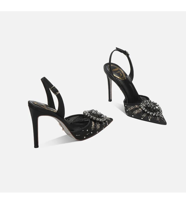 Baotou sandals women's new style water diamond buckle with pointed high-heeled shoes sexy temperament socialite single shoes