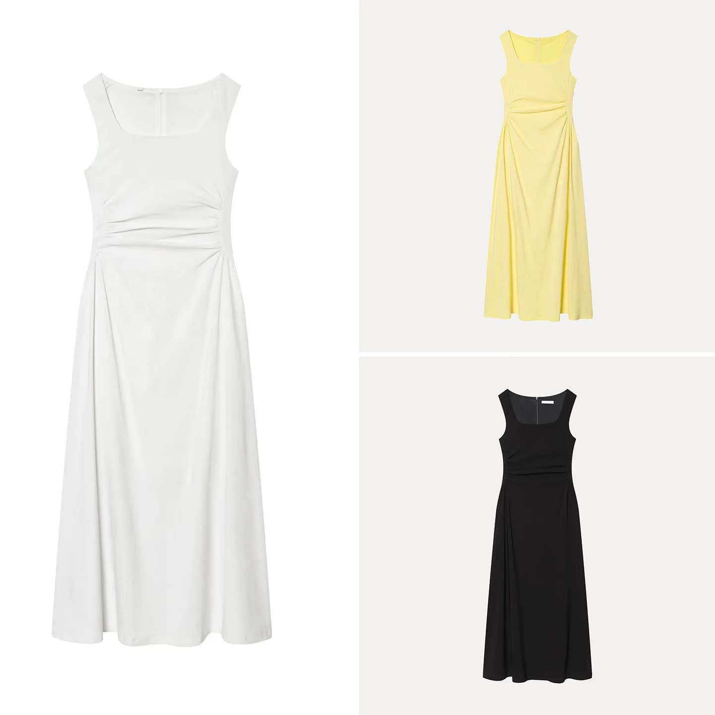 Abito Elegante con Scollo a U e Vita Plissettata, Stile Femminile Raffinato, Primavera 2026, Marca ZADATA, Gonna a Linea A