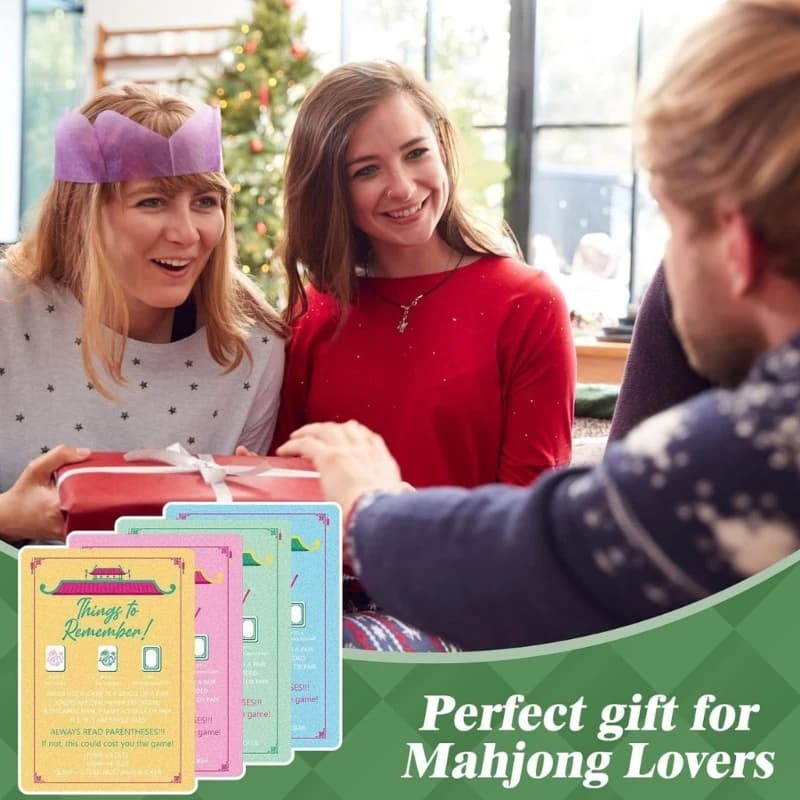 Mahjong Game Accessory Cards 4PCS Tiles Mixers Cards Set, Double-Sided for Game Night Tile Mixing & Shuffling A2UB
