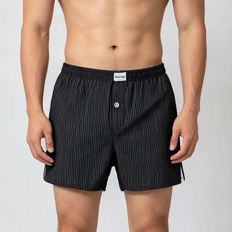 Cotton Blend Men Arrow Pants Underwear Man Striped Sleepwear Panties Loose Breathable Workout Boxer Shorts Homewear Underpants
