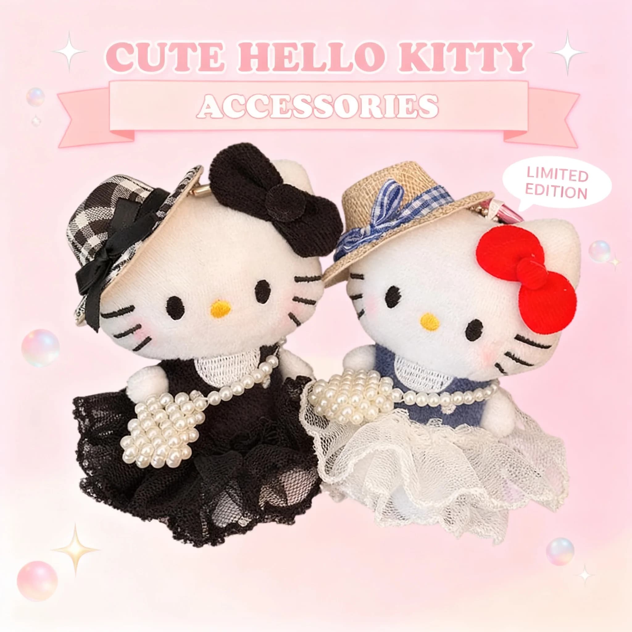Cute Hello Kitty Plush Keychain Kawaii Backpack Hanging Charms Keyring Accessories Gift for Girls Kids Birthday Toys