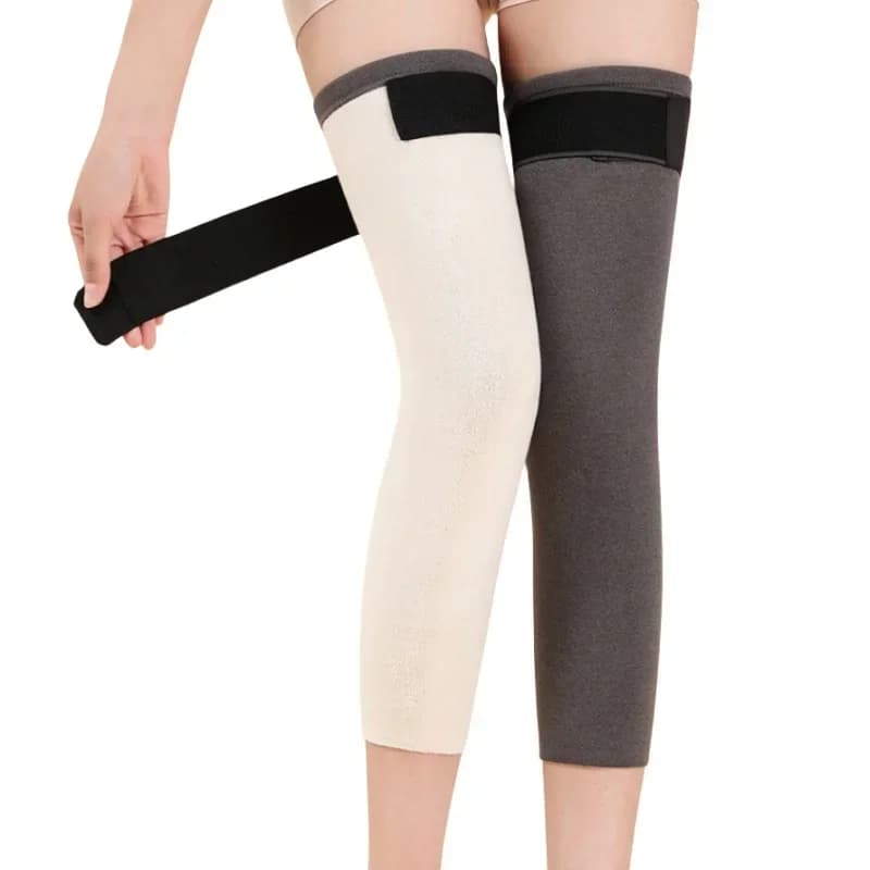 Uomo Donna Scaldamuscoli in peluche di cotone Inverno Artrite reumatica Ginocchiere Leggings Maniche per gambe Ciclismo Corsa Ginocchiere
