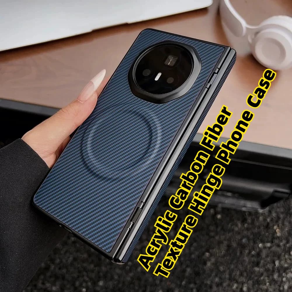 Custodie con cerniera magnetica con struttura in fibra di carbonio aziendale per Huawei Honor Magic V5 V3 Custodia protettiva rigida antiurto con carica wireless