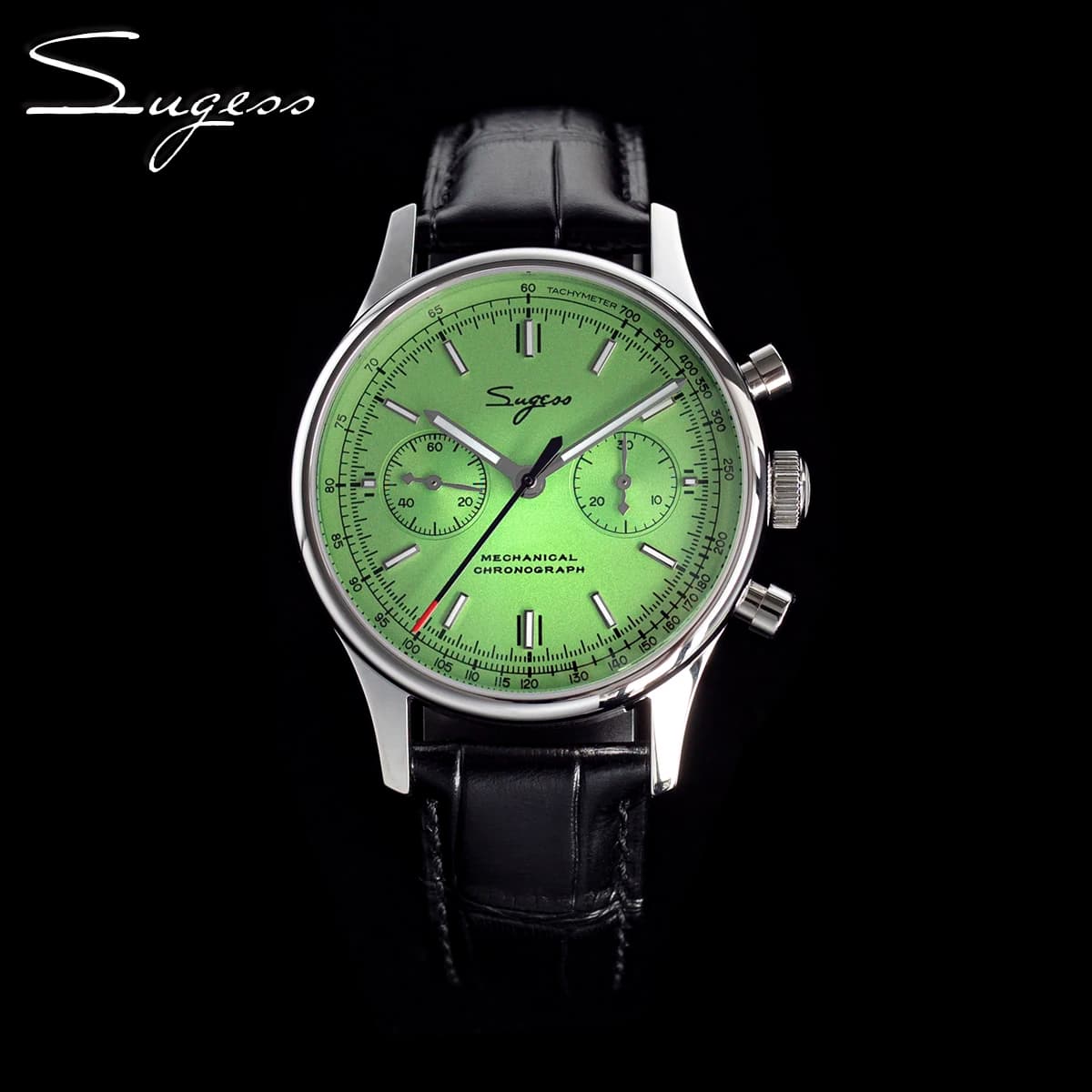 Sugess 1963 Pilot Mens Watch cronografo Sapphire Crysta orologi da polso meccanici Tianjin ST1901 movimento Waterpoorf verde 40mm
