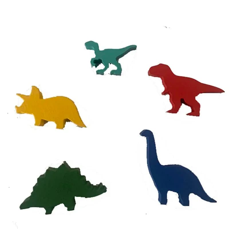 Set di 5 Pezzi Accessori in Legno per Gioco di Scacchi a Tema Dinosauri