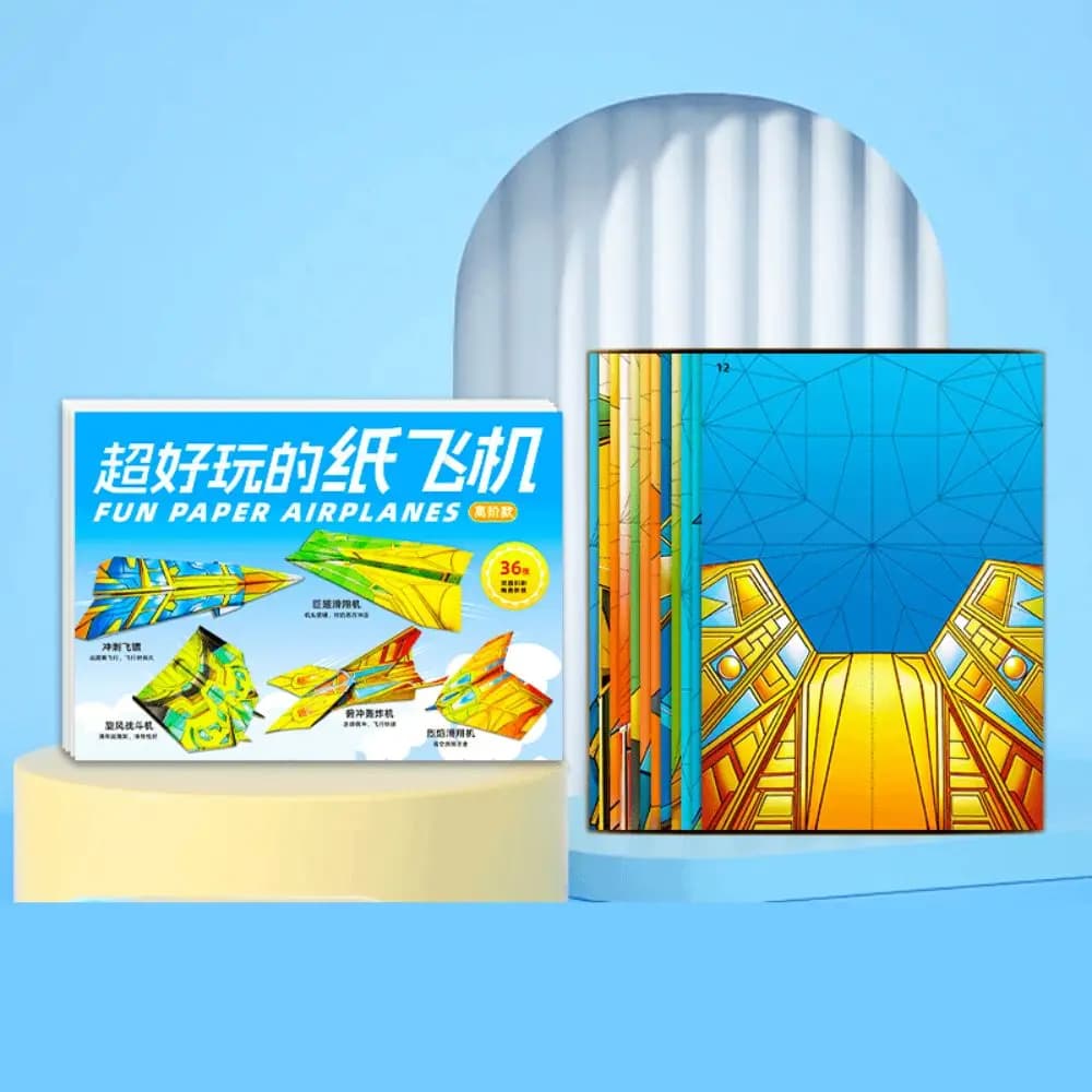 Paper Handmade Colored Paper Set Art Learning Folding Airplane Origami Set 3D Cartoon Versatile Paper Aircraft