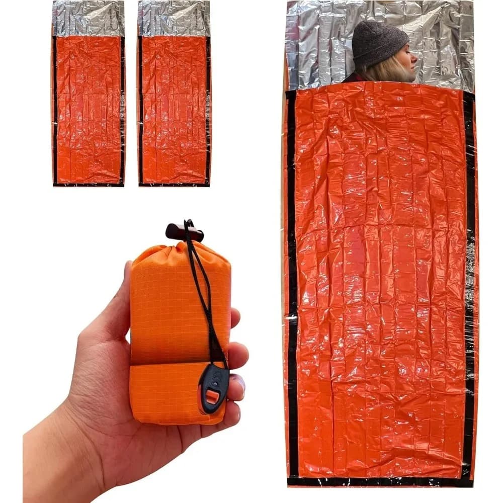 Pack of 2 emergency sleeping bags | Portable survival equipment for emergency blanket