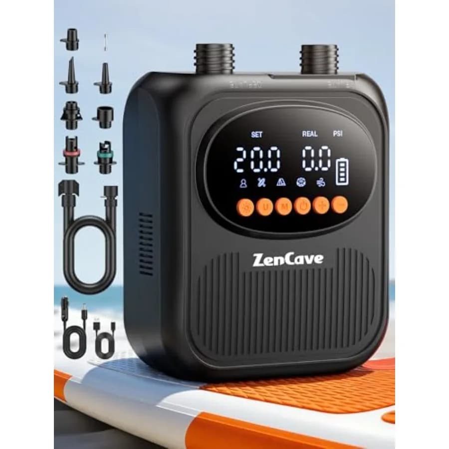 Pompa elettrica portatile per SUP, kayak, tende e barche: ricaricabile, 20 PSI, gonfiaggio/sgonfiaggio a doppio stadio, spegnimento automatico