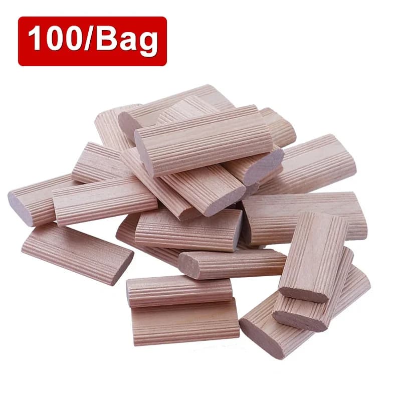 Domino in Legno Massello Fai-da-te, Strisce di Tenon Biscuit per Giunzioni, Blocco di Sughero in Faggio, Strumento per Giunzioni di Mobili in Legno, 100 Pezzi/Sacchetto